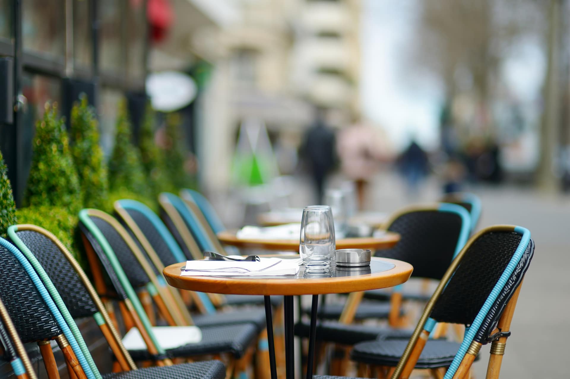 Cafe tables outside